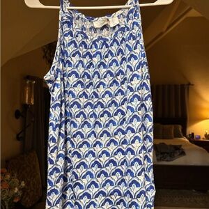 Sigrid Olsen Blue and White Linen Top